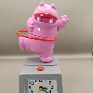 vintage Dancing Hula Hoop Hippo Alarm Clock orig box 1980s Taiwan tested works